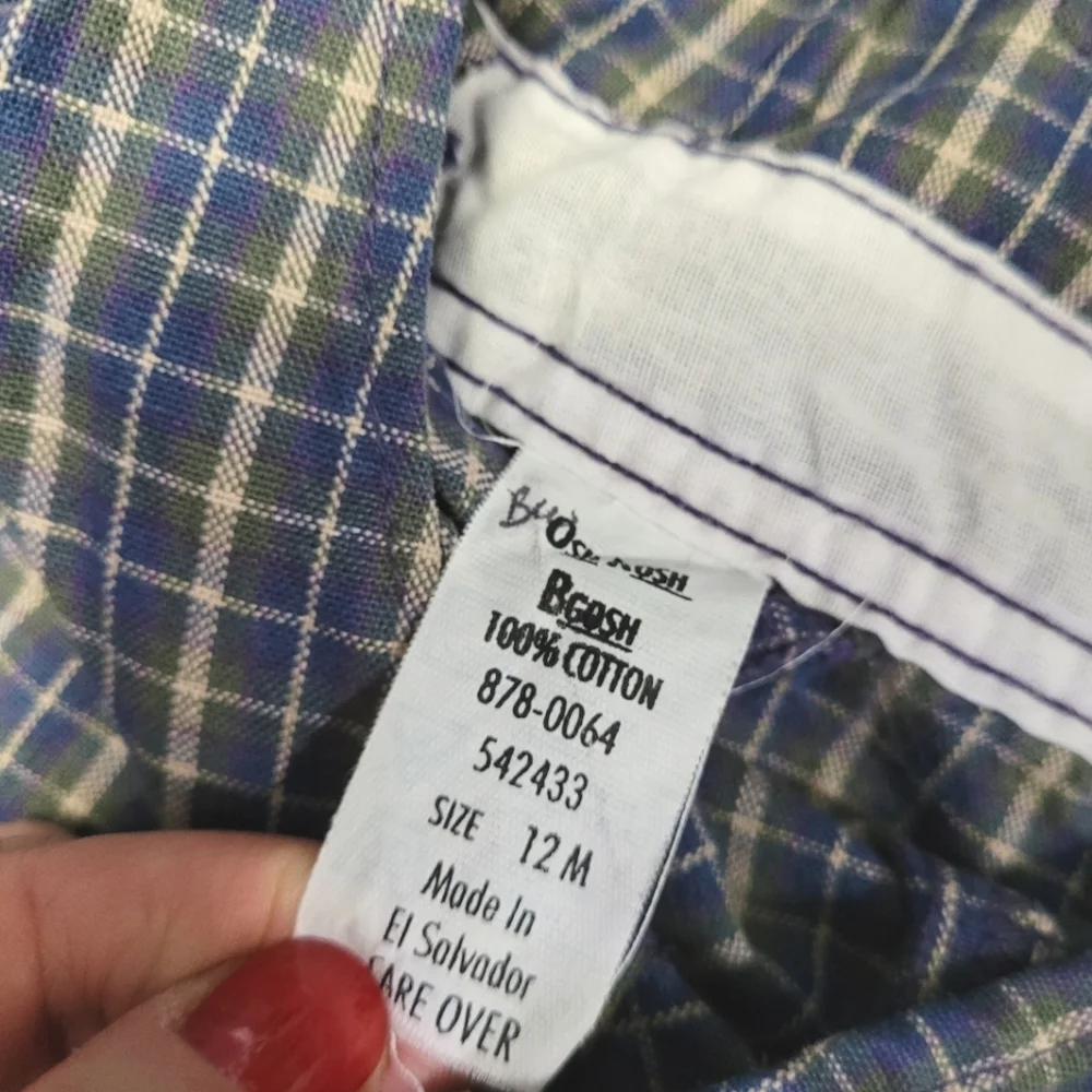 Vintage 1990s OshKosh B'gosh plaid baby bib overalls